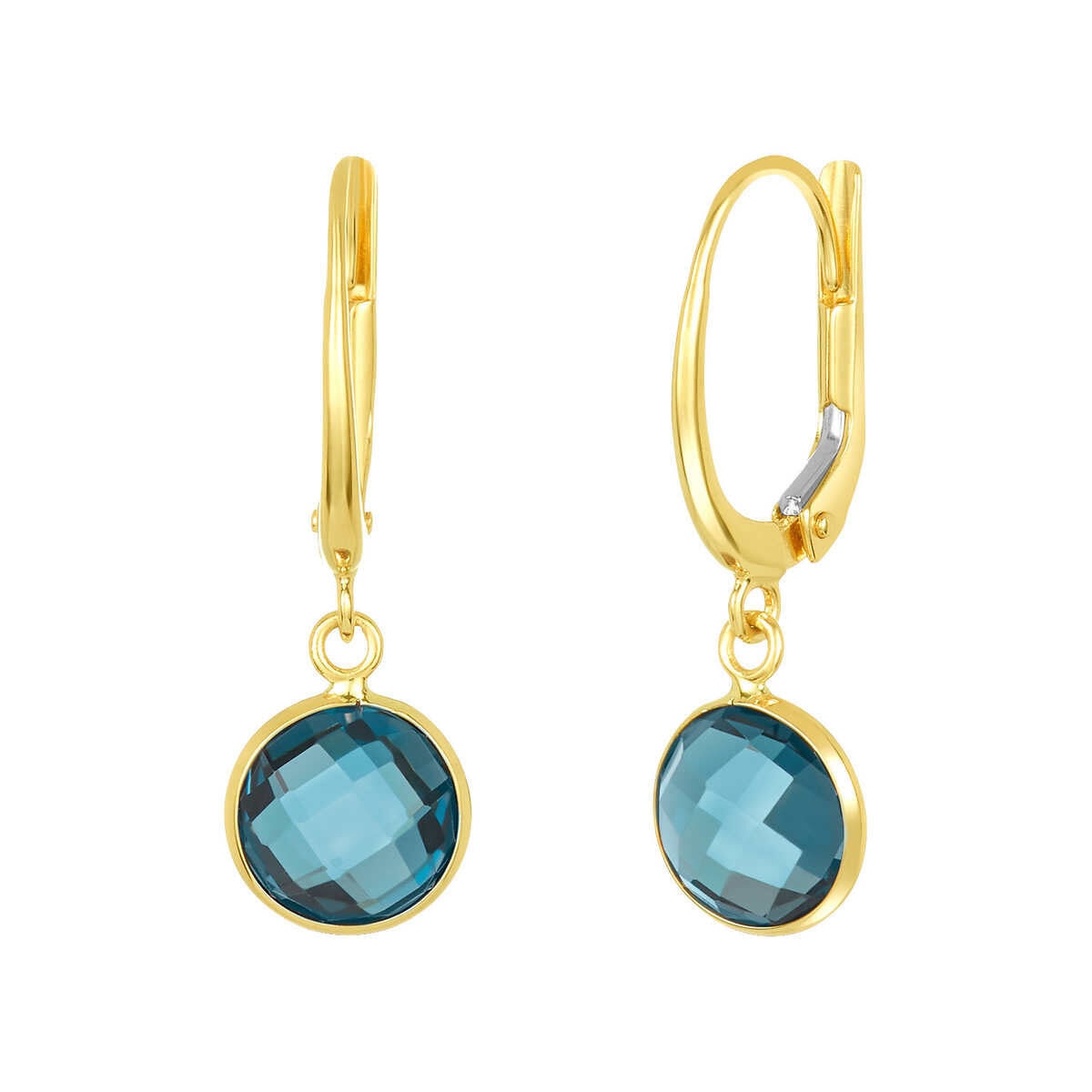 London Blue Topaz Earrings, 14k Yellow Gold