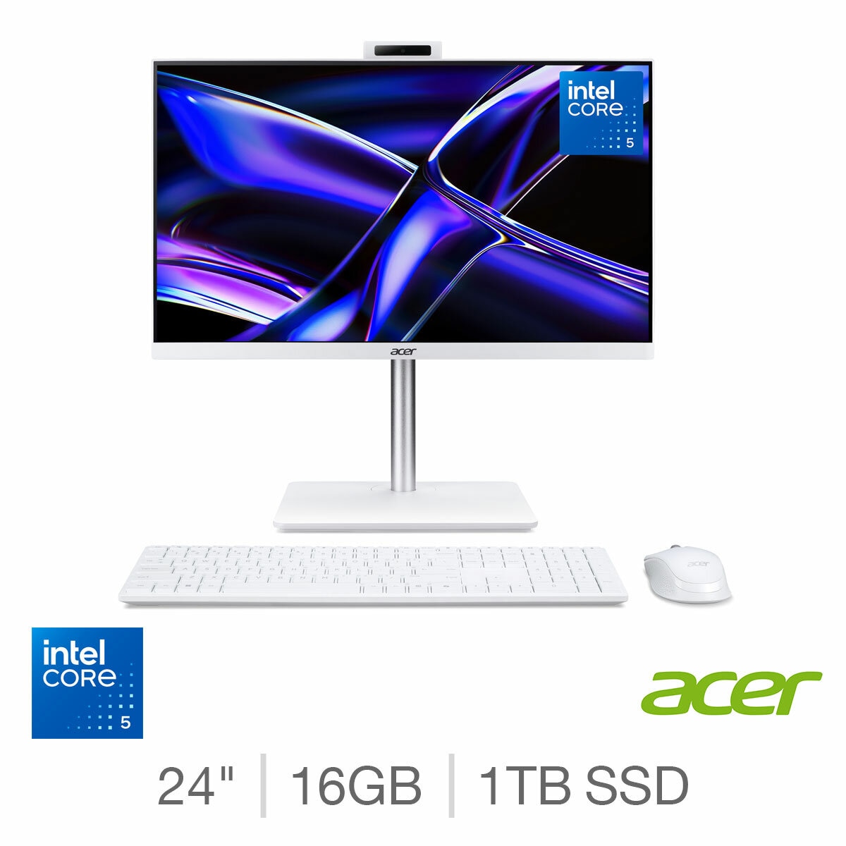 Acer C24-A, Intel Core 5, 16GB RAM, 1TB SSD, 24 Inch All in One Desktop PC, DQ.BRNEK.003