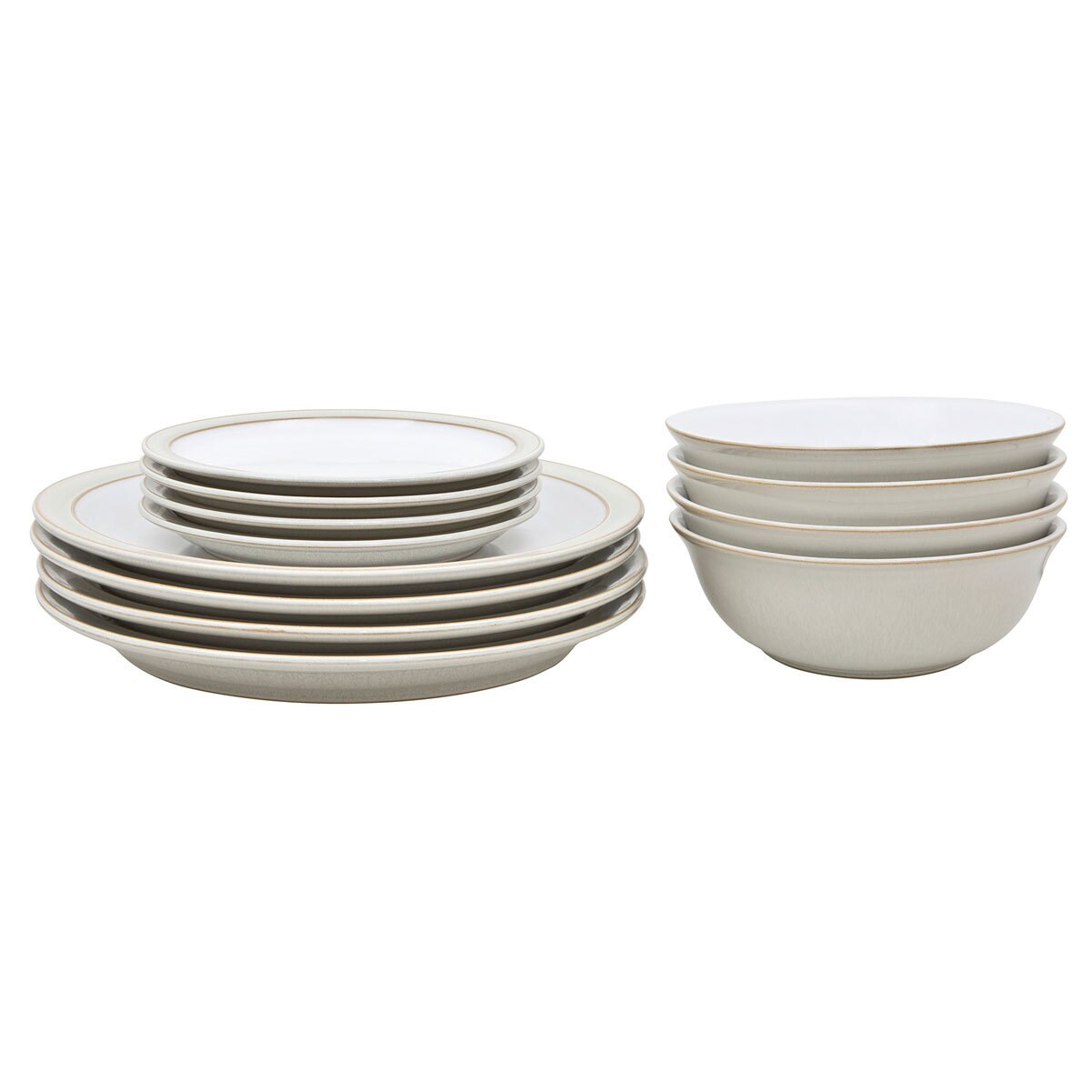 Denby Stoneware 12 Piece Dinnerware Set, Linen