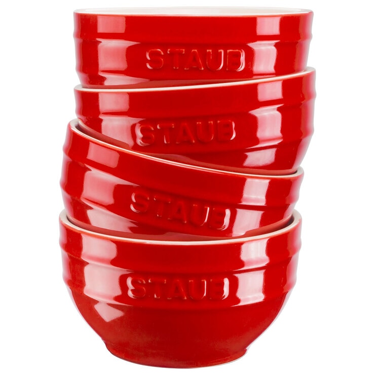 4 Staub bowls stacked together 4 Staub bowls stacked together