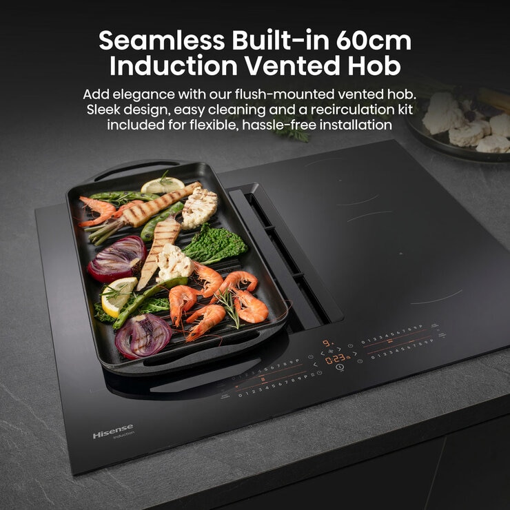 Hisense Hi6 HEH6432BSCWF 60cm Induction Hob in Black, For External / Recirculation Ventilation