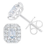1.0ctw Emerald Cut Halo Earrings