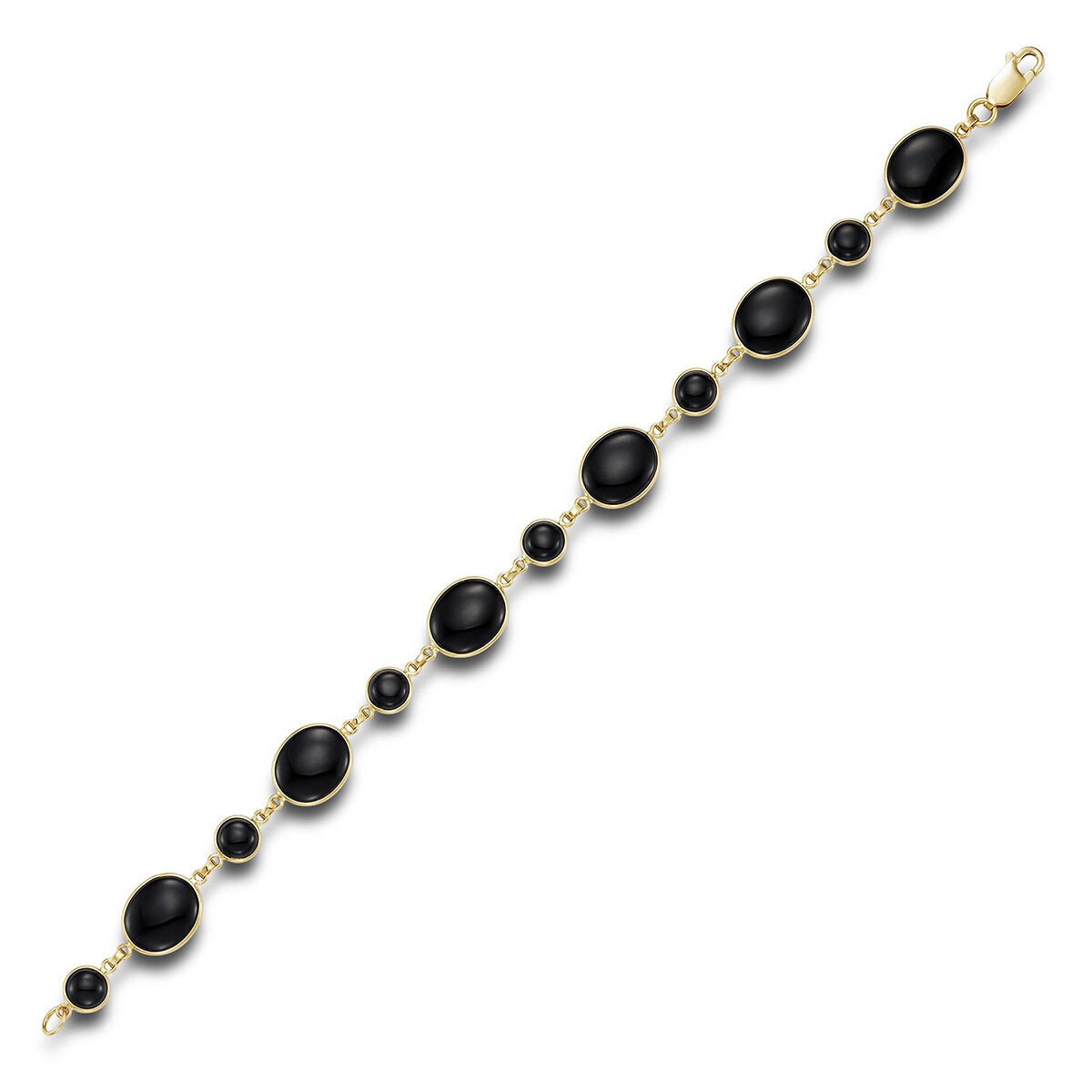 Black Onyx Bracelet, 14ct Yellow Gold