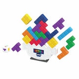 Studio image of the Tetris Tumble XL base, Tetrimino blocks and die Studio image of the Tetris Tumble XL base, Tetrimino blocks and die