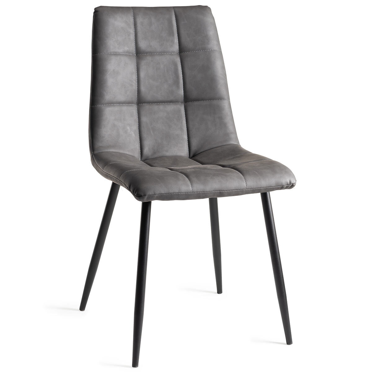 Dark Grey Faux Leather Square Stiched chair. 2 Pack