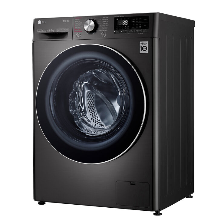 LG  FWV917BTSE, 10.5/7kg, Washer Dryer, E Rated in Black Steel, right hand side view