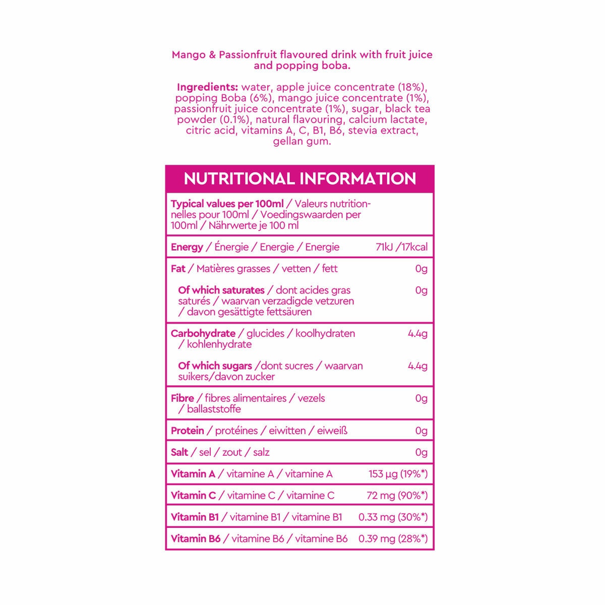 nutritional & ingredients