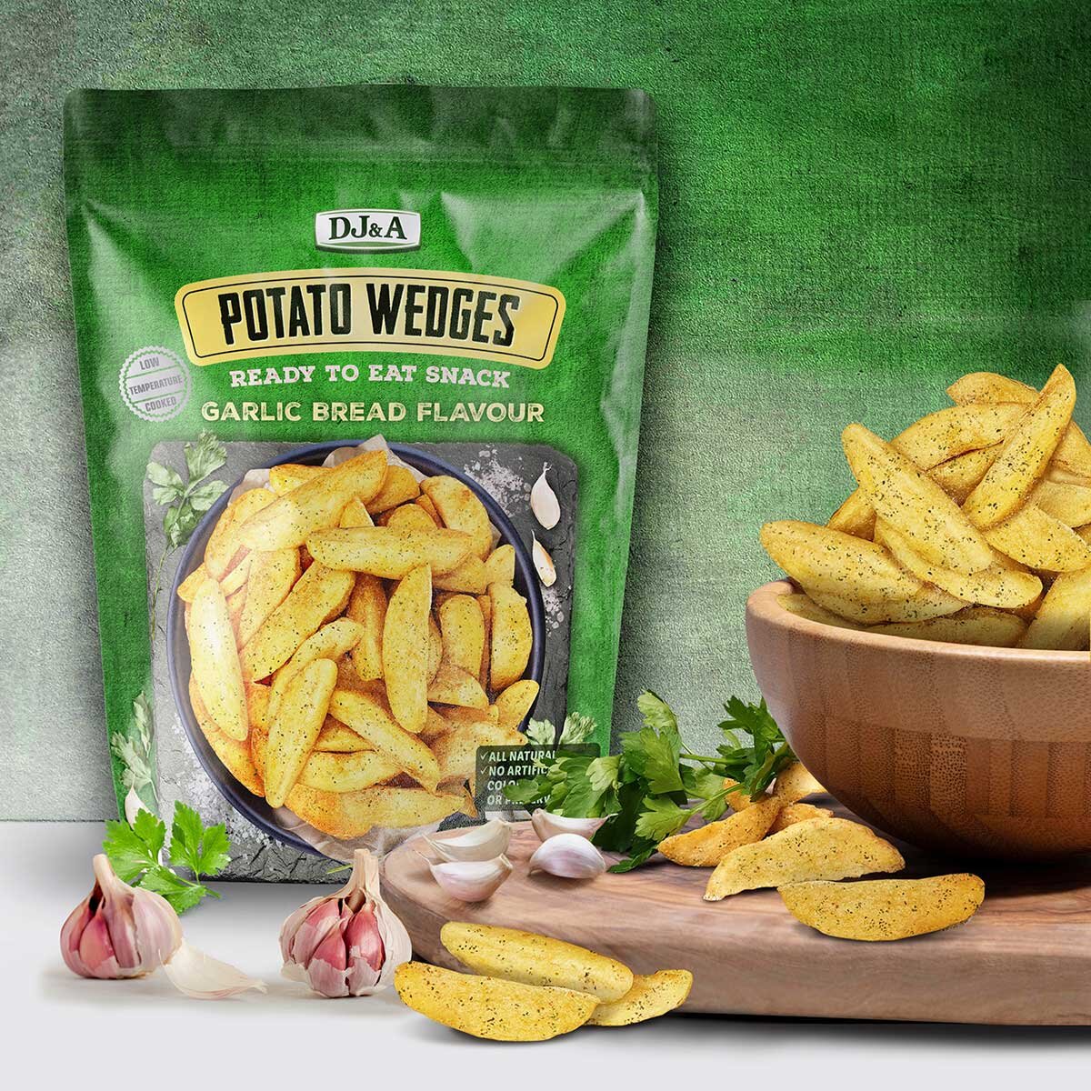 DJ&A Garlic Bread Potato Wedges, 450g