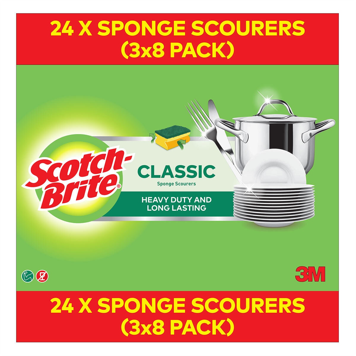 Spontex Heavy Duty Super Absorbent Sponge Scourers, Pack of 2