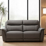 Oscar Grey Leather Power Reclining Large 2 Seater Sofa with Power Headrest Oscar Grey Leather Power Reclining Large 2 Seater Sofa with Power Headrest