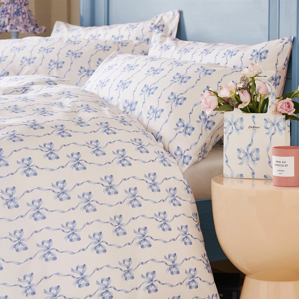 Cath Kidston Blue Ribbons And Bows Reversible Cotton Duvet Cover Set In 4 Sizes Cath Kidston Blue Ribbons And Bows Reversible Cotton Duvet Cover Set In 4 Sizes