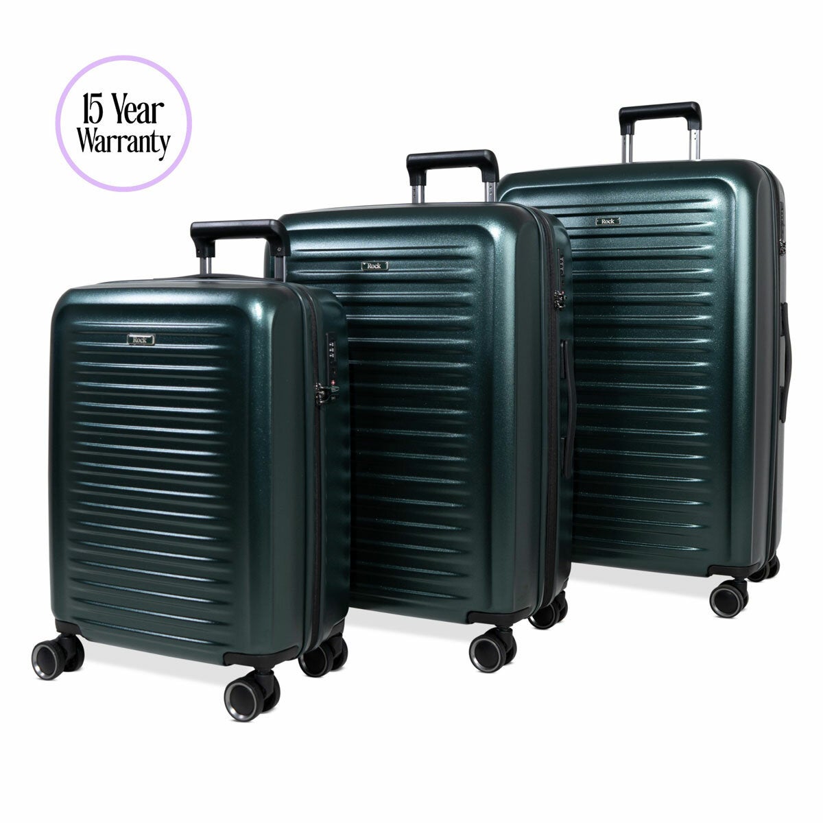 Rock Legacy Hardshell Suitcase 3pc set in Green