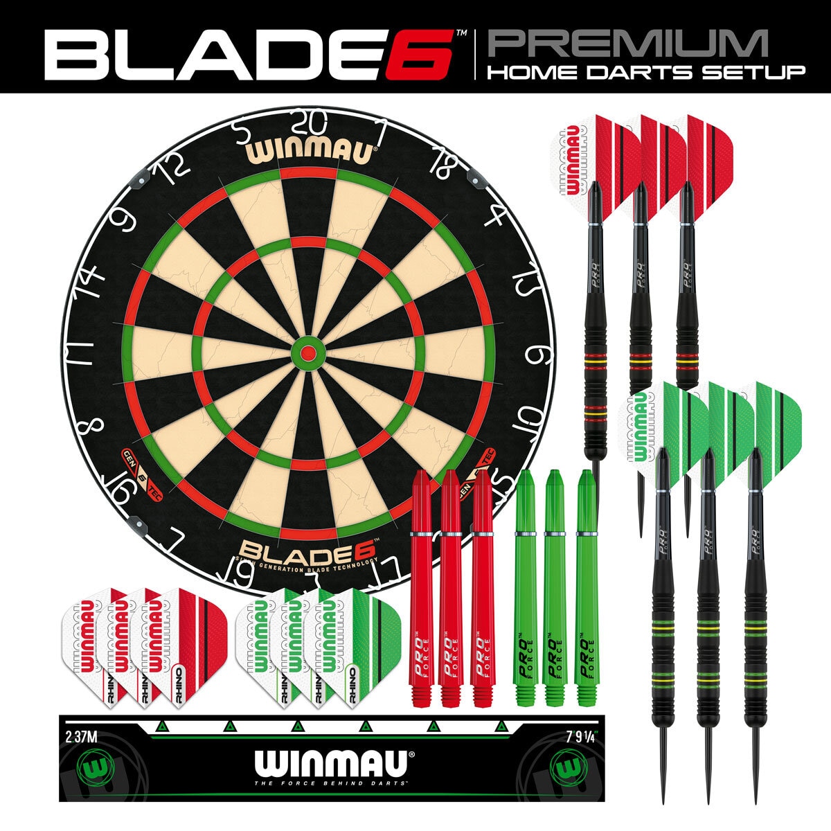 Winmau Blade 6 Dartboard with Darts & Oche Line