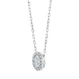0.40ctw Oval Cut Diamond Halo Pendant, 14ct White Gold
