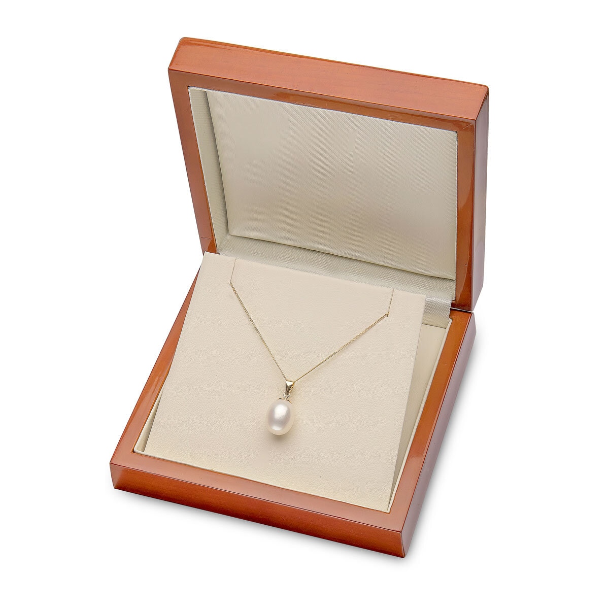 9mm Cultured Freshwater White Pearl Pendant 18ct Yellow