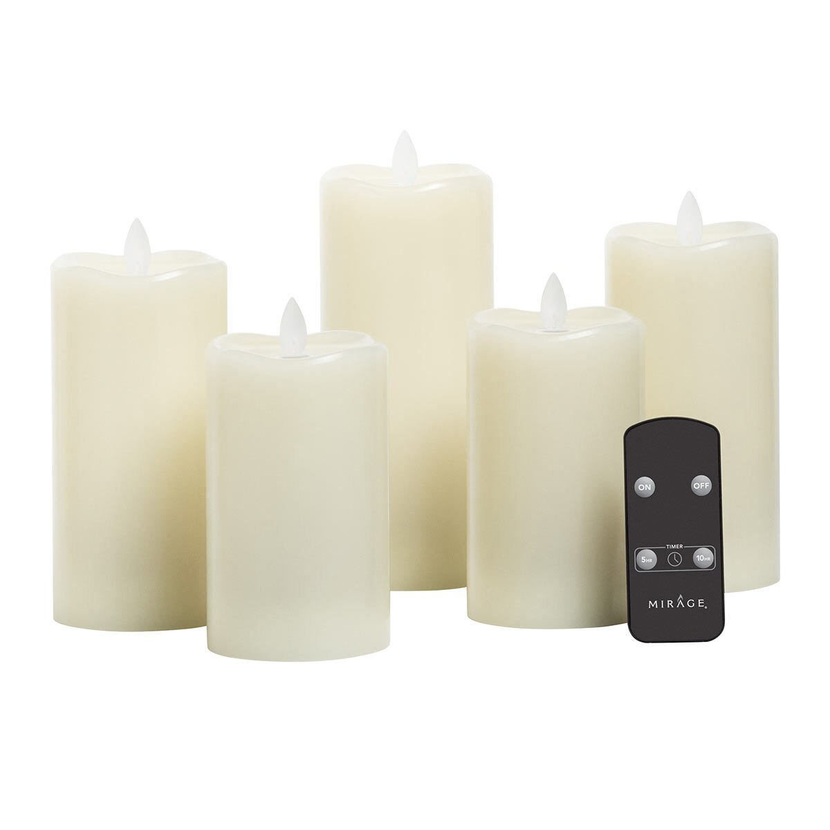Mirage LED Wax Candles with Remote & Timers, 5 Pack Costco UK