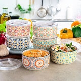 Signature Housewares Stoneware Bowls with Lids, 6 Piece Set
