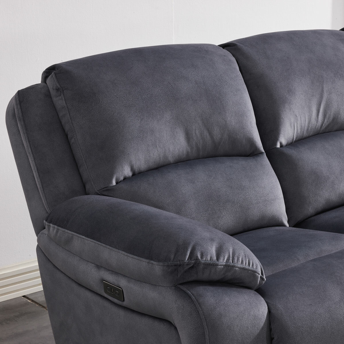 Belagio Grey Fabric Power Recliner 3 Seater Sofa