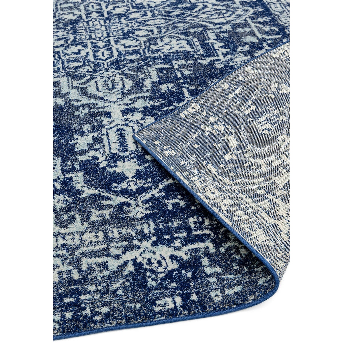 Front & back photo of Nova Navy Rug