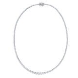10ctw Diamond Tennis Necklace, 14ct White Gold
