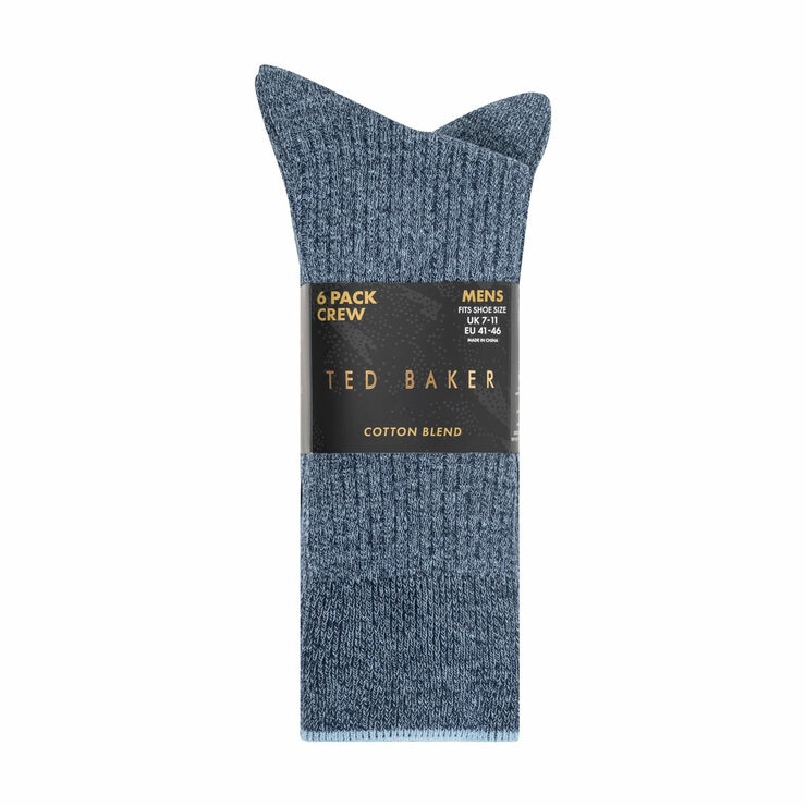 Ted Baker Men's Ribbed Sock 6 Pack in Navy
