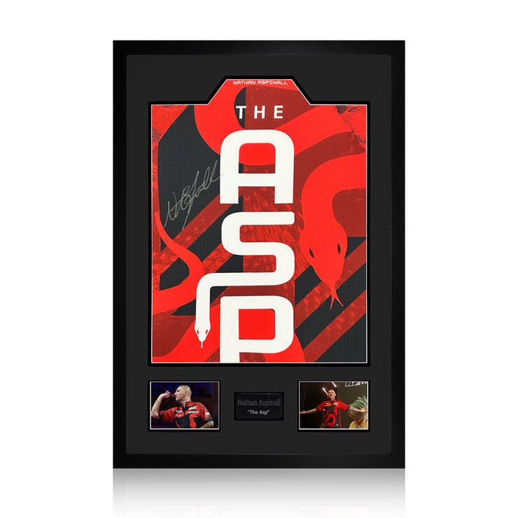 Nathan Aspinall Signed Framed 2025 Darts Shirt including 2 Photos Nathan Aspinall Signed Framed 2025 Darts Shirt including 2 Photos