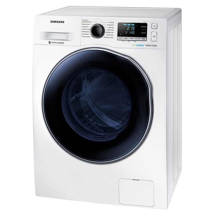 Samsung WD90J6A10AW/EU 9kg/6kg, 1400rpm ecobubble™ Washer Dryer A Rating in White Costco UK
