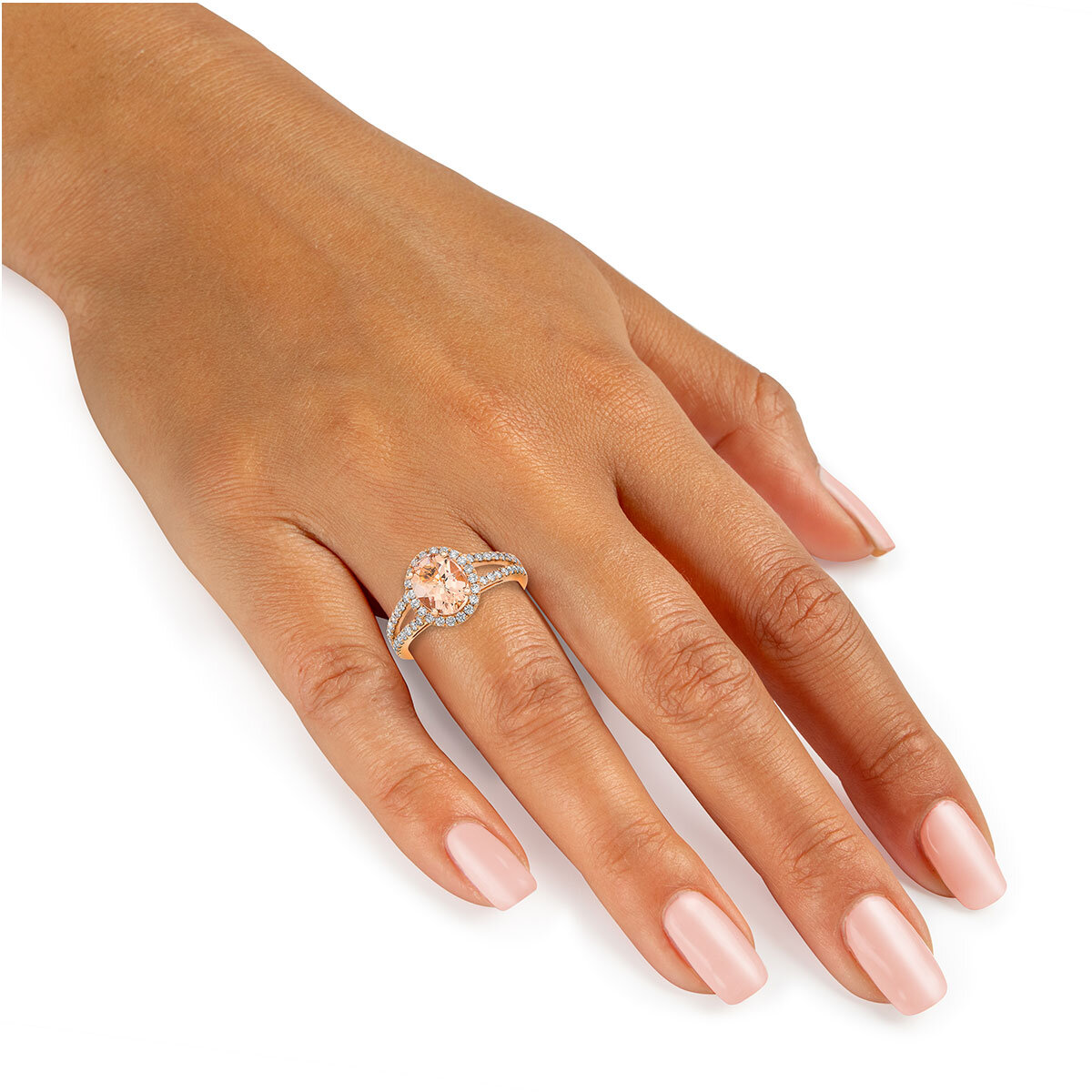 Morganite and 0.47ctw Diamond Ring, 14k Rose Gold