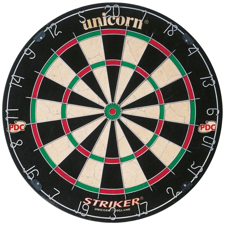 Unicorn Striker Home Dartboard and Red Surround with 2 Sets of Darts