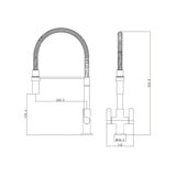 Line drawing of tap with dimensions