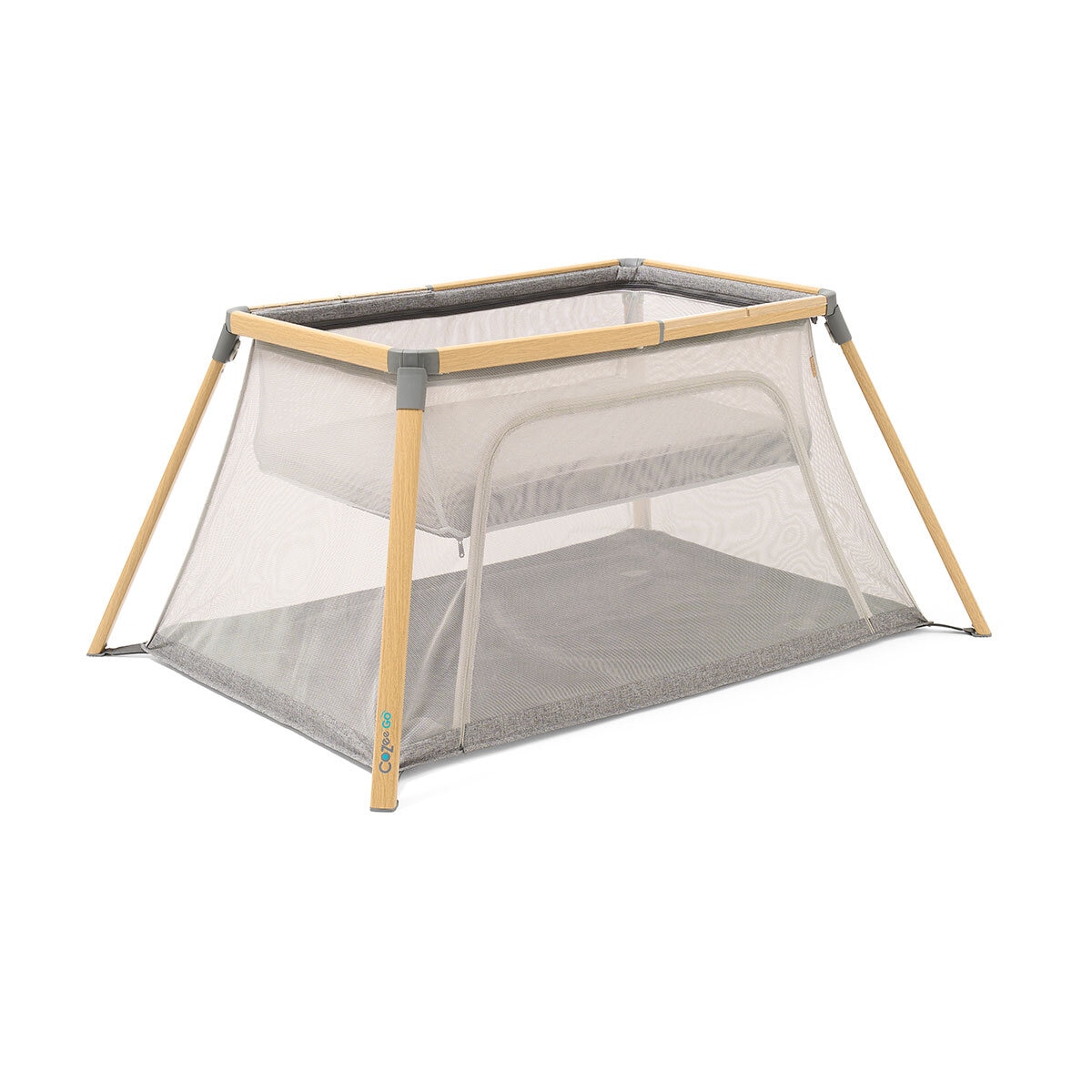 Tutti Bambini CoZee Go Day & Night Travel Cot Bundle, Oak & Charcoal