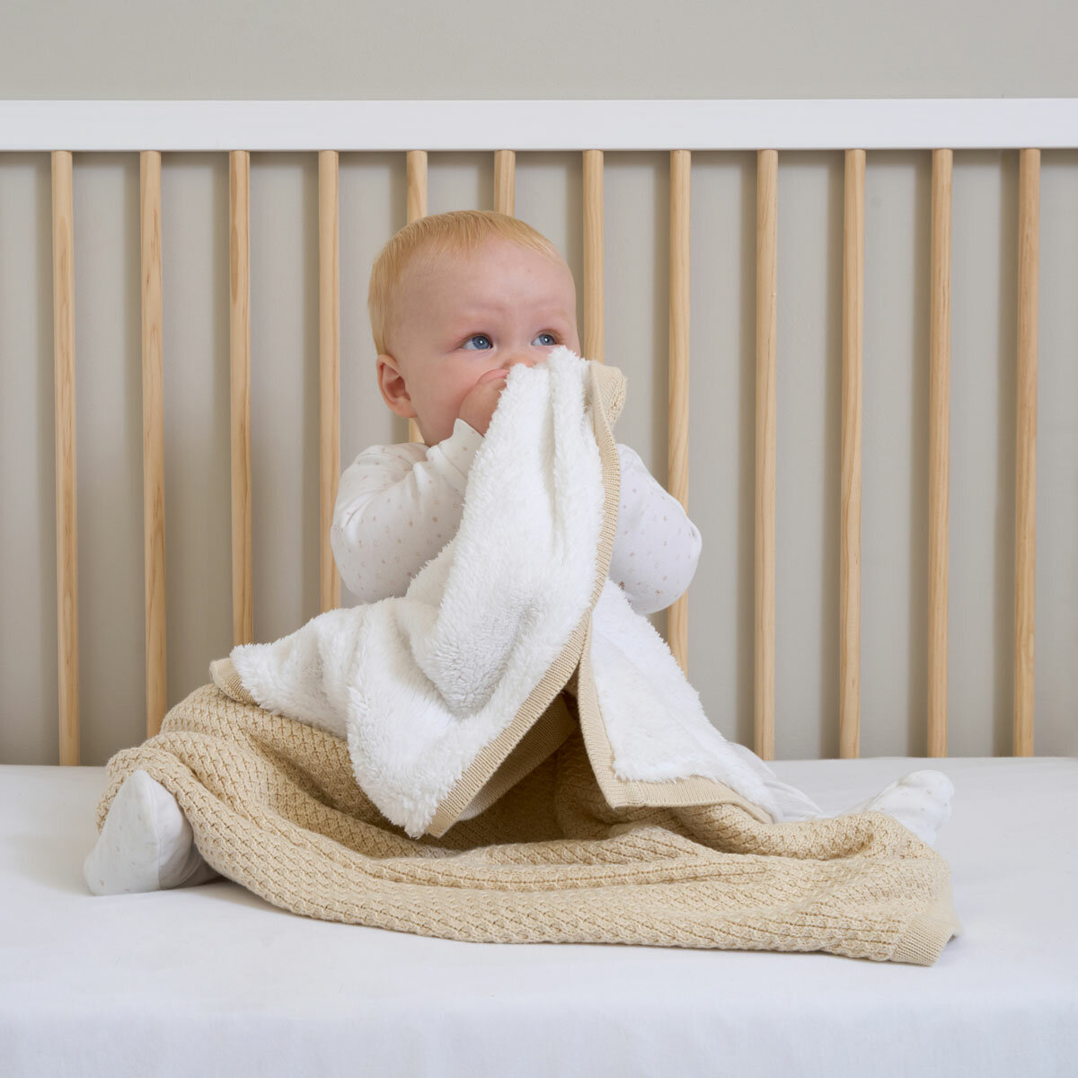 Clair De Lune Organic Cotton Sherpa Fleece Travel Blanket in 2 Colours, 70 x 100 cm