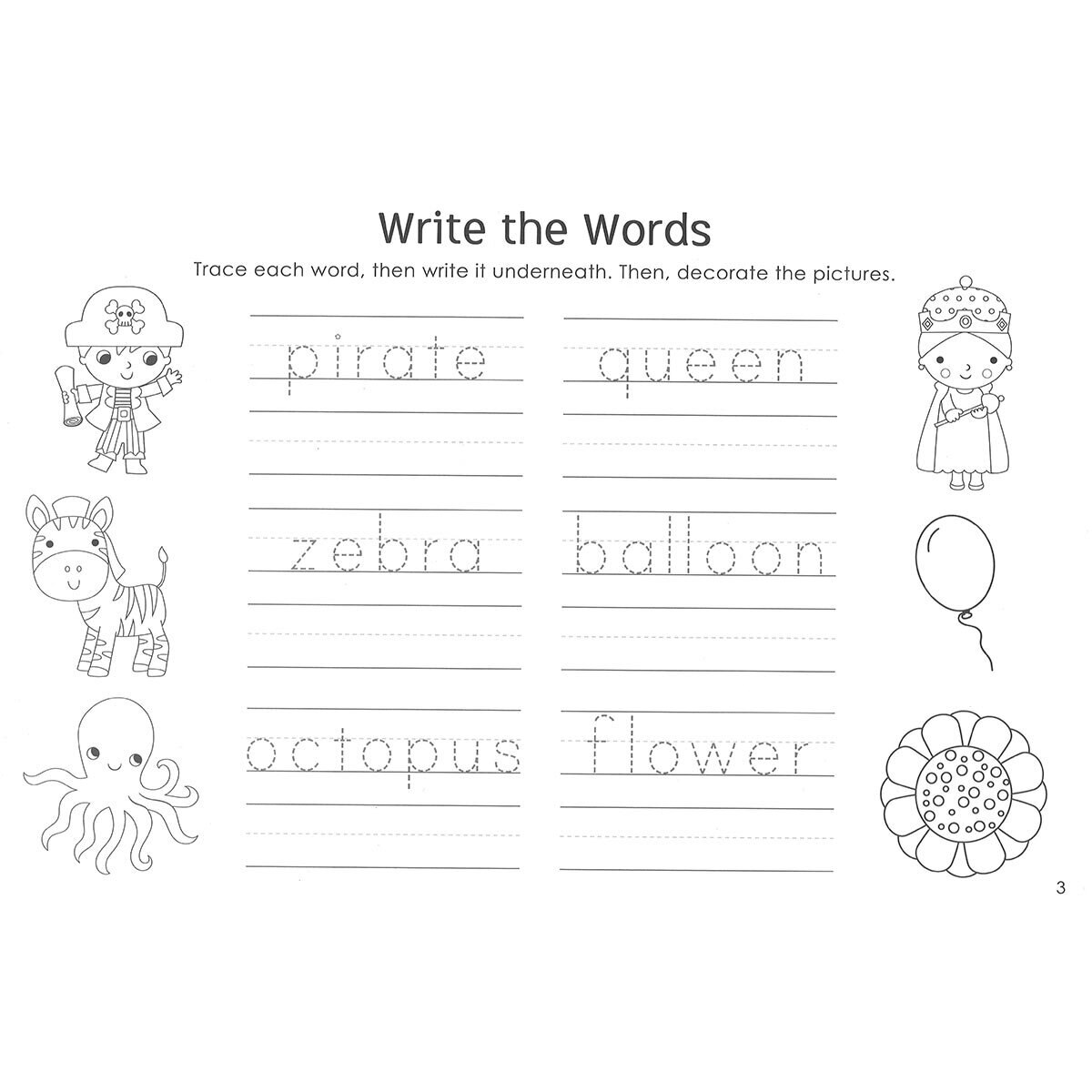 Page spread of learn to write