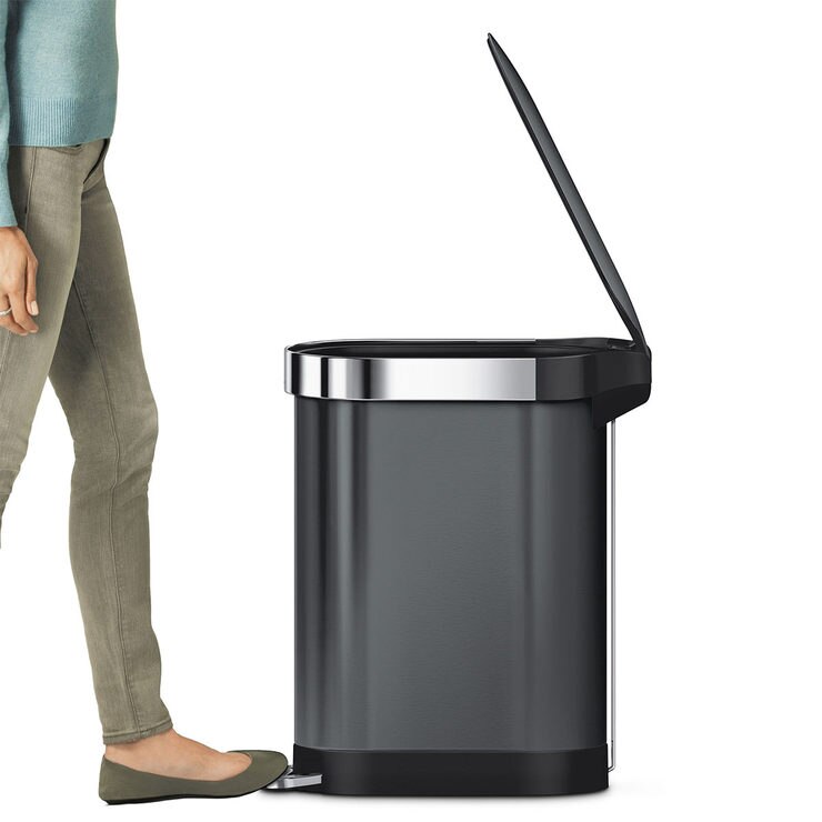 simplehuman 45 Litre Stainless Steel Slim Pedal Bin in Black Costco UK