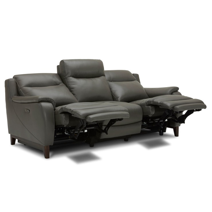 Kuka Barrett 3 Seater Grey Leather Power Reclining Sofa with Power