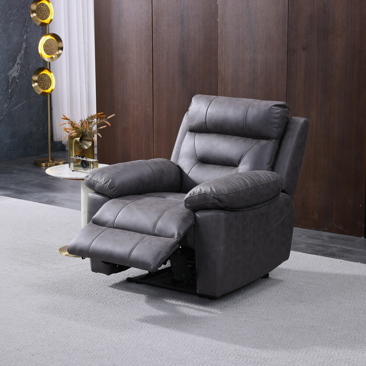 Lucca Grey Fabric Power Recliner Armchair