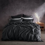 Lazy Linen 100% Washed Linen Charcoal Fitted Sheet in 4 Sizes