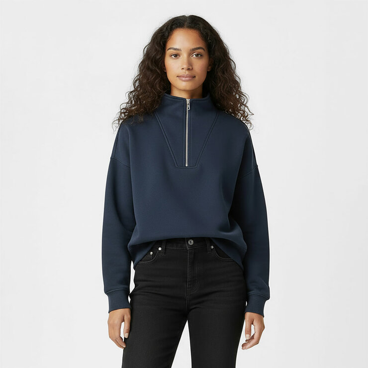 Jack Wills Ladies 1/4 Zip Sweatshirt in Navy