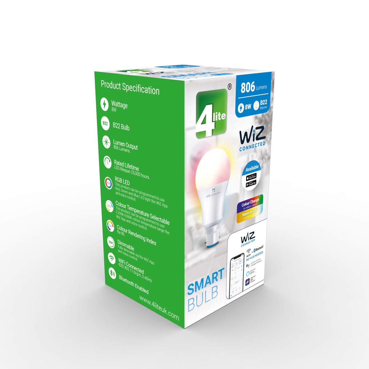 4lite WiZ Connected B22 Colour Smart Bulbs 2 Pack Cost