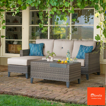 Outdoor Patio Wicker Furniture Sofa Sectional 3pc Resin Couch Set 