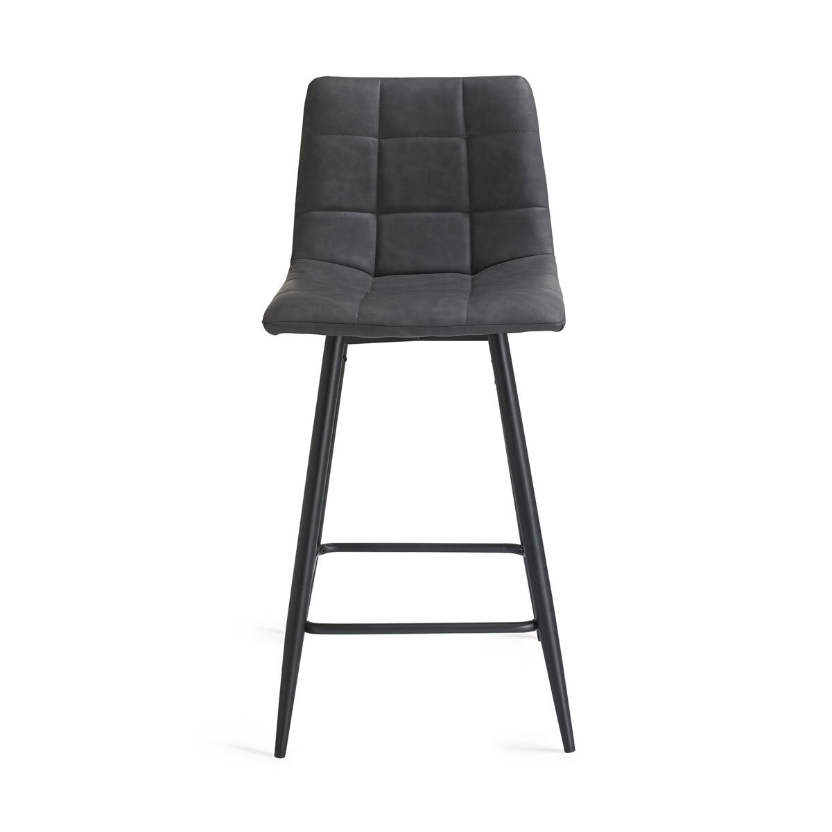 Bentley Designs Grey Faux Leather Tapered Back Bar Stool, 2 Pack