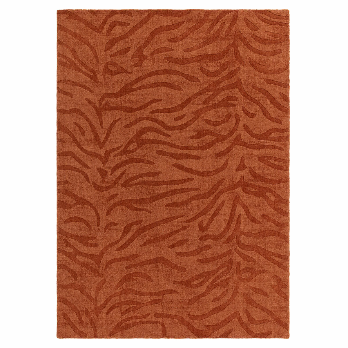 Asiaitc Tigra Rug in burnt orange colour with tiger print pattern Asiaitc Tigra Rug in burnt orange colour with tiger print pattern