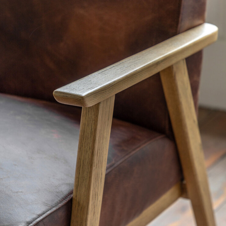 Gallery Neyland Brown Leather 2 Seater Sofa