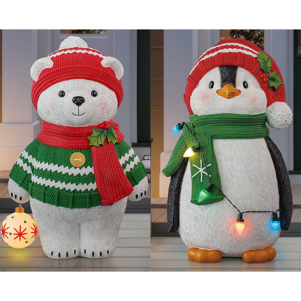 24 inch Bear and Penguin Greeter With LED Lights 24 inch Bear and Penguin Greeter With LED Lights