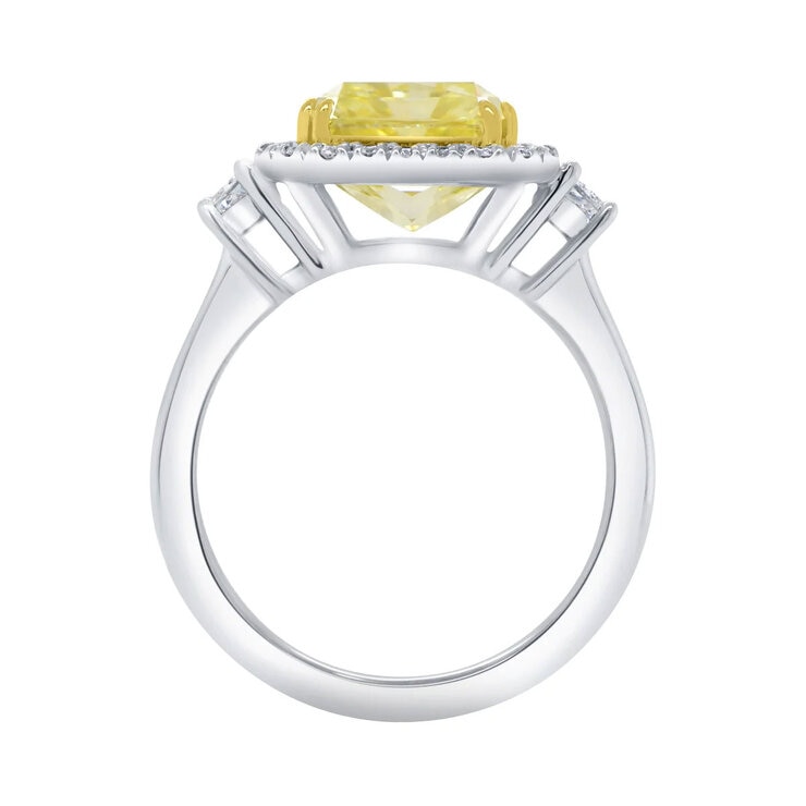 5.68ctw Radiant Cut Fancy Yellow Diamond Halo Ring, Platinum 5.68ctw Radiant Cut Fancy Yellow Diamond Halo Ring, Platinum