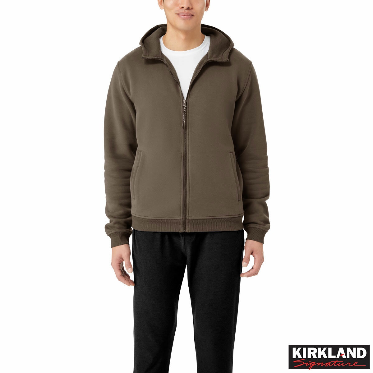 Kirkland Signature Mens Full Zip Hoody in Brown