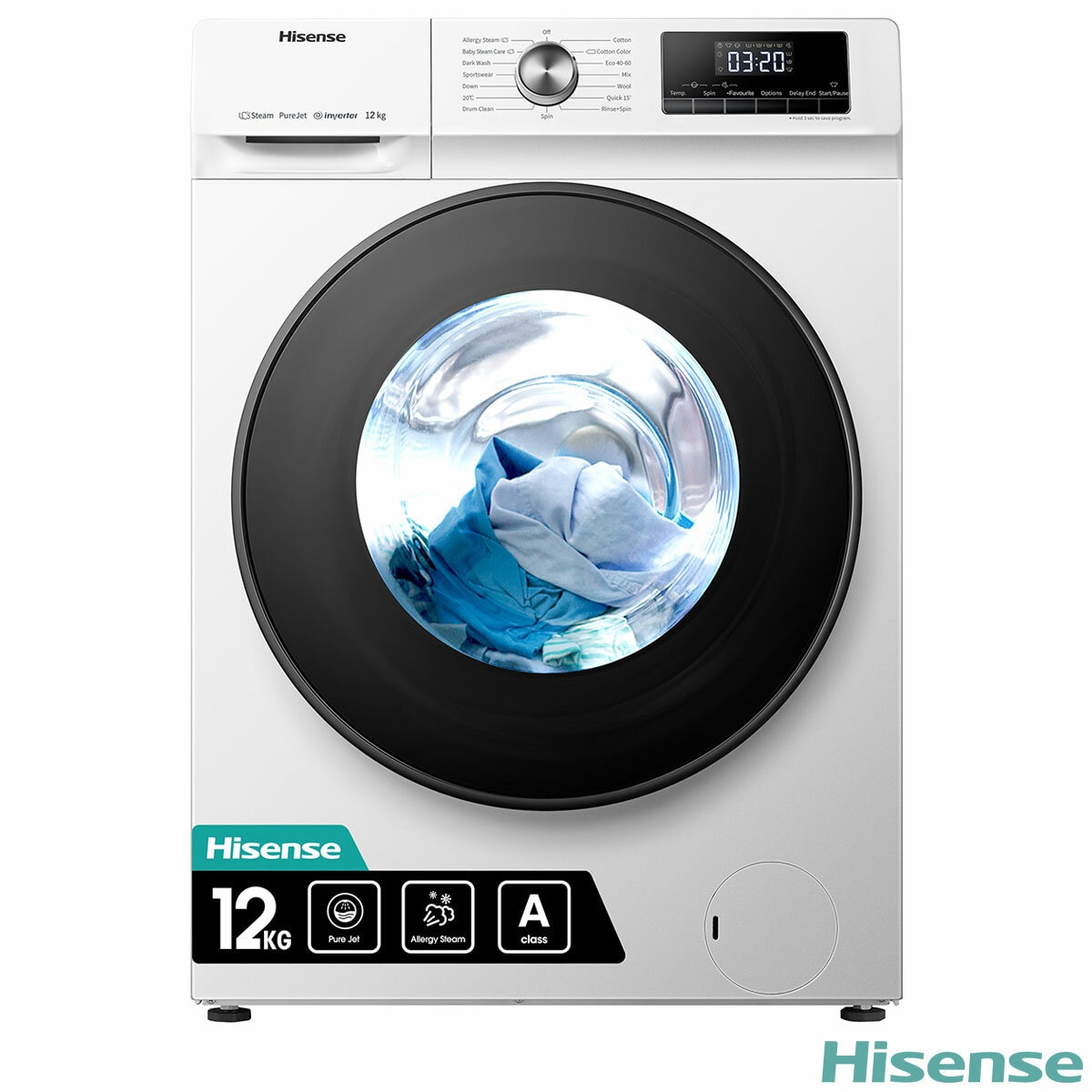Hisense WFQA1214EVJM, 12kg 1400rpm Washing Machine , A Rated in White
