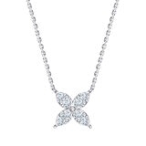 0.50ctw Round Brilliant Cut Diamond Flower Necklace, 14k White Gold