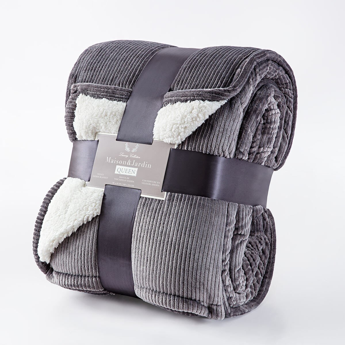 Maison & Jardin King Size Velvet Sherpa Blanket Available in Grey Costco UK