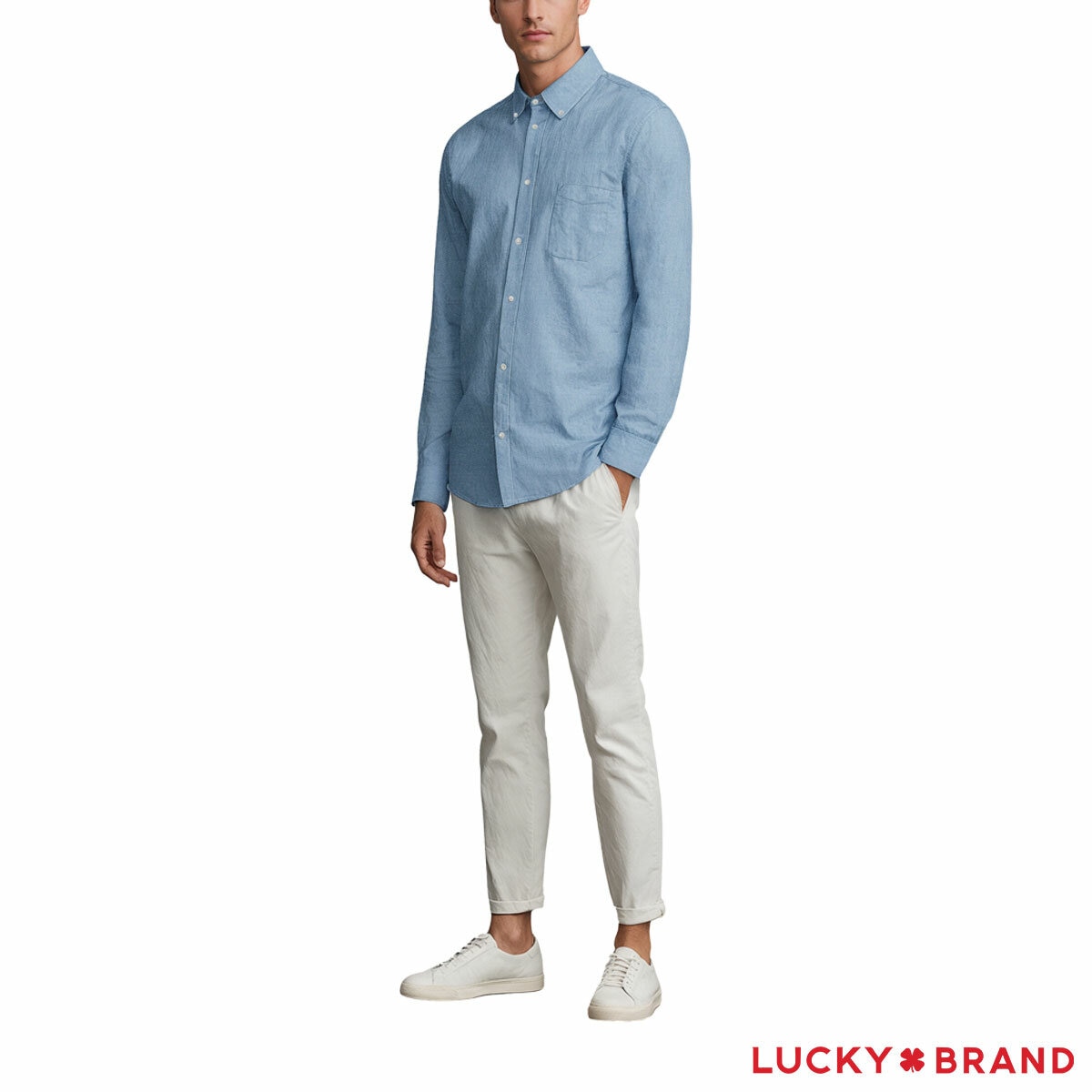 Lucky Men's Denim Shirt in Light Blue